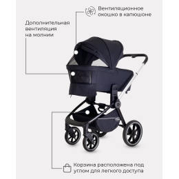 Коляска 3 в 1 Mowbaby Zoom PU, RA087 Silver Black (Черный)