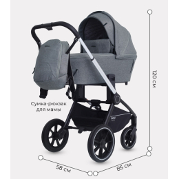 Коляска 2 в 1 Mowbaby Zoom PU, RA086 Silver Grey (Серый)