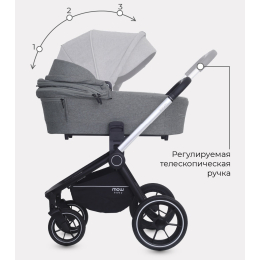 Коляска 2 в 1 Mowbaby Zoom PU, RA086 Silver Grey (Серый)