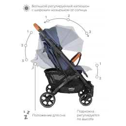 Прогулочная коляска Mowbaby Smart, MB101 Blue (Синий)