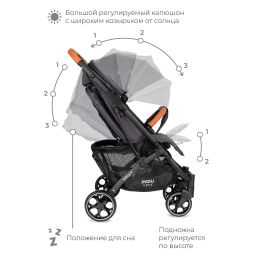 Прогулочная коляска Mowbaby Smart, MB101 Graphite (Темно-серый)