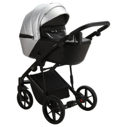 Коляска 3 в 1 Adamex Mobi Deluxe, SD-9 (серебристый+черная эко-кожа)