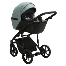 Коляска 2 в 1 Adamex Mobi Deluxe, SD-14 (серо-зеленый+черная эко-кожа)