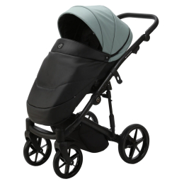 Коляска 2 в 1 Adamex Mobi Deluxe, SD-14 (серо-зеленый+черная эко-кожа)
