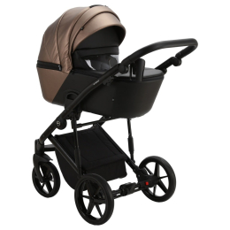 Коляска 2 в 1 Adamex Mobi Deluxe, SD-11 (темно-бежевый перл.+черная эко-кожа)