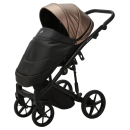 Коляска 2 в 1 Adamex Mobi Deluxe, SD-11 (темно-бежевый перл.+черная эко-кожа)
