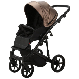 Коляска 2 в 1 Adamex Mobi Deluxe, SD-11 (темно-бежевый перл.+черная эко-кожа)