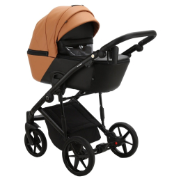 Коляска 3 в 1 Adamex Mobi Deluxe, SD-32 (рыжий+черная кожа)