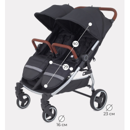 Прогулочная коляска для двойни Mowbaby Tandem, Black (Черный)
