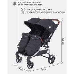 Прогулочная коляска для двойни Mowbaby Tandem, Black (Черный)