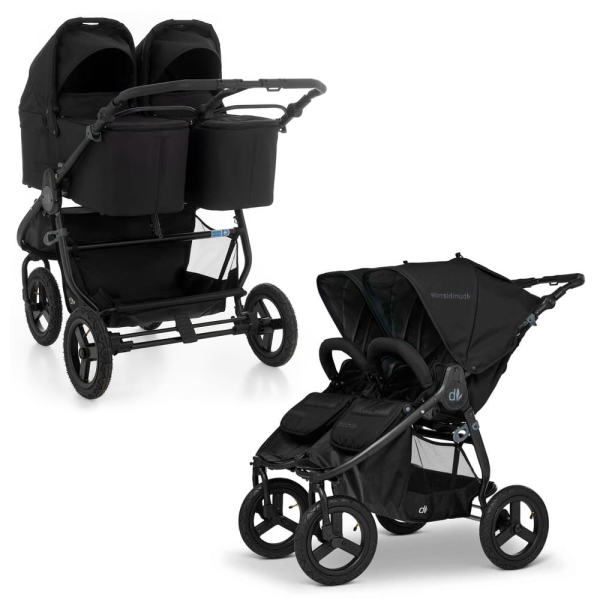 Коляска для двойни (2 люльки и 2 сиденья) Bumbleride Indie Twin цвет Matte Black