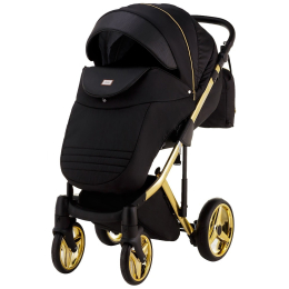 Коляска 2 в 1 Adamex Luciano Deluxe Gold Poler, Y85 черный+черная кожа