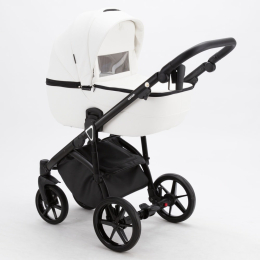 Коляска 3 в 1 Adamex Mateo 100% эко-кожа, SA-1 белая кожа 
