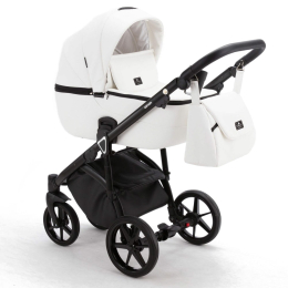 Коляска 3 в 1 Adamex Mateo 100% эко-кожа, SA-1 белая кожа 