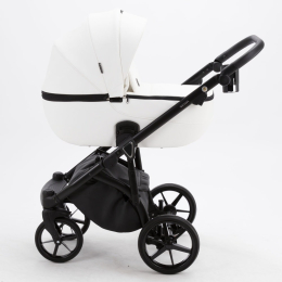 Коляска 3 в 1 Adamex Mateo 100% эко-кожа, SA-1 белая кожа 