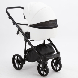 Коляска 3 в 1 Adamex Mateo 100% эко-кожа, SA-1 белая кожа 