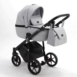 Коляска 3 в 1 Adamex Mateo 100% эко-кожа, SA-3 серая кожа