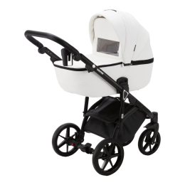 Коляска 2 в 1 Adamex Bibione Deluxe SA-1, Белая эко-кожа