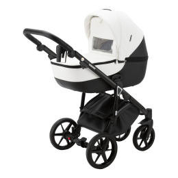 Коляска 3 в 1 Adamex Bibione Deluxe SD-1, Черно-белая эко-кожа