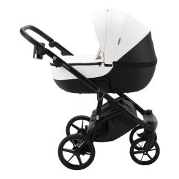 Коляска 3 в 1 Adamex Bibione Deluxe SD-1, Черно-белая эко-кожа