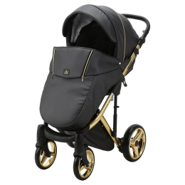 Коляска 2 в 1 Adamex Chantal SE DeLuxe C-113 (черный перламутр+золотая рама) 