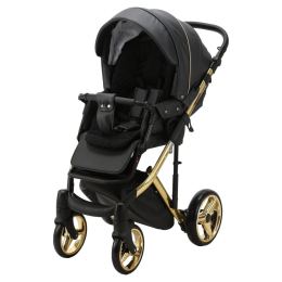 Коляска 2 в 1 Adamex Chantal SE DeLuxe C-113 (черный перламутр+золотая рама) 