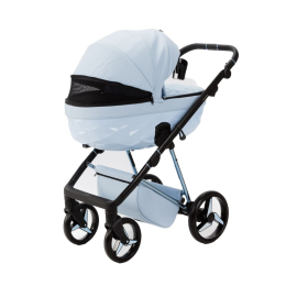 Коляска 3 в 1 Adamex Quantum SuperStar Q-STAR135 (Голубая экокожа, голубое шасси)