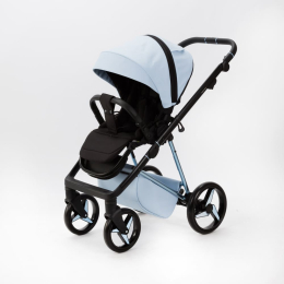 Коляска 3 в 1 Adamex Quantum SuperStar Q-STAR135 (Голубая экокожа, голубое шасси)