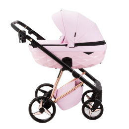 Коляска 3 в 1 Adamex Quantum SuperStar Q-STAR136 (Розовый зефир экокожа, роз. золото)