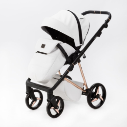 Коляска 3 в 1 Adamex Quantum SuperStar Q-STAR137 (Белая экокожа, роз. золото)