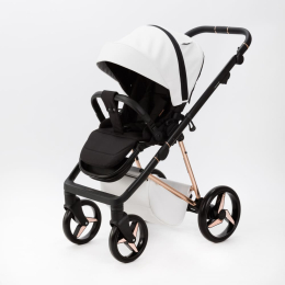 Коляска 3 в 1 Adamex Quantum SuperStar Q-STAR137 (Белая экокожа, роз. золото)