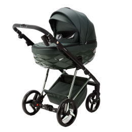 Коляска 3 в 1 Adamex Quantum SuperStar Q-STAR140 (Тёмно-зеленая экокожа, хром)