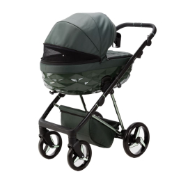 Коляска 3 в 1 Adamex Quantum SuperStar Q-STAR140 (Тёмно-зеленая экокожа, хром)
