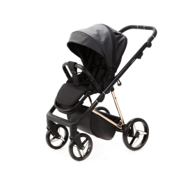 Коляска 3 в 1 Adamex Quantum Star Deluxe Q-STAR101 Черная эко-кожа, роз. золото