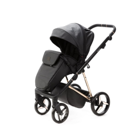 Коляска 3 в 1 Adamex Quantum Star Deluxe Q-STAR101 Черная эко-кожа, роз. золото