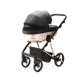 Коляска 3 в 1 Adamex Quantum Star Deluxe Q-STAR101 Черная эко-кожа, роз. золото