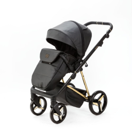 Коляска 3 в 1 Adamex Quantum Star Deluxe Q-STAR102 Черная экокожа, Золото