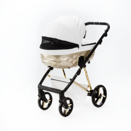 Коляска 2 в 1 Adamex Quantum Star Deluxe Q-STAR104 Белая эко-кожа, золото