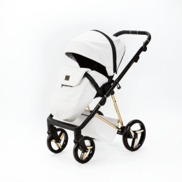 Коляска 2 в 1 Adamex Quantum Star Deluxe Q-STAR104 Белая эко-кожа, золото