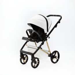 Коляска 2 в 1 Adamex Quantum Star Deluxe Q-STAR104 Белая эко-кожа, золото