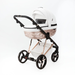 Коляска 2 в 1 Adamex Quantum Star Deluxe Q-STAR106 Белая экокожа, роз. золото