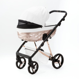 Коляска 2 в 1 Adamex Quantum Star Deluxe Q-STAR106 Белая экокожа, роз. золото