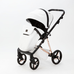Коляска 2 в 1 Adamex Quantum Star Deluxe Q-STAR106 Белая экокожа, роз. золото