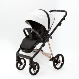 Коляска 2 в 1 Adamex Quantum Star Deluxe Q-STAR106 Белая экокожа, роз. золото