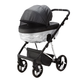 Коляска 3 в 1 Adamex Quantum Star Deluxe Q-STAR108 Черная эко-кожа, Хром