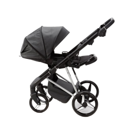 Коляска 3 в 1 Adamex Quantum Star Deluxe Q-STAR108 Черная эко-кожа, Хром