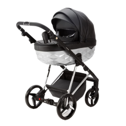 Коляска 3 в 1 Adamex Quantum Star Deluxe Q-STAR108 Черная эко-кожа, Хром