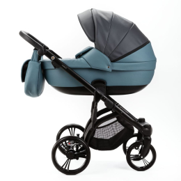 Коляска 2 в 1 Adamex LANTI Deluxe SD-42 (серо-голубая кожа, серая кожа)