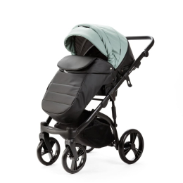 Коляска 2 в 1 Adamex LANTI Deluxe SD-103 (серо-зеленая кожа, черная кожа)