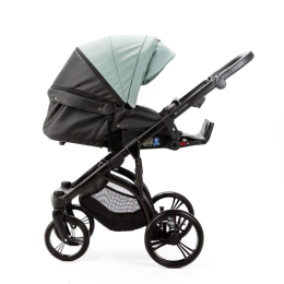Коляска 2 в 1 Adamex LANTI Deluxe SD-103 (серо-зеленая кожа, черная кожа)